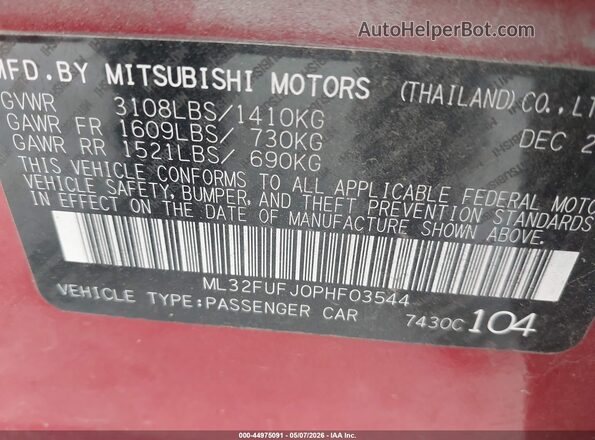 ML32FUFJ0PHF03544 2023 MITSUBISHI MIRAGE G4 Red ძრავის განყოფილების ხედი