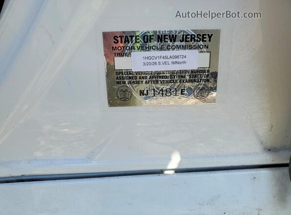 NJ1481E 2020 HONDA ACCORD Белый Вид наклейки с VIN-кодом