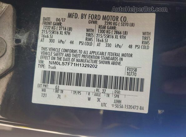 NM0LS7F71H1329202 2017 FORD TRANSIT Black VIN sticker view