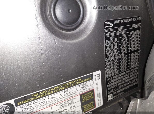 SADCL2FX1KA366636 2019 JAGUAR F-PACE Gray Engine compartment view