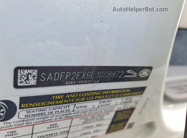 SADFP2FX6L1008872 2020 JAGUAR E-PACE White 