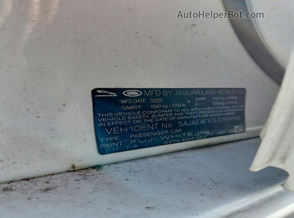 SAJAE4FX7LCP64949 2020 JAGUAR XF Белый 