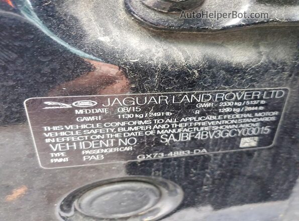 SAJBF4BV3GCY03015 2016 JAGUAR XF Black Շարժիչի բաժամունքի տեսք