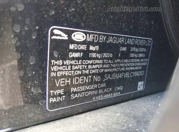 SAJBM4FV6LCY84263 2020 JAGUAR XF Black 