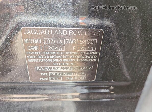 SAJWJ2GD0G8W02437 2016 JAGUAR XJL Black Engine compartment view