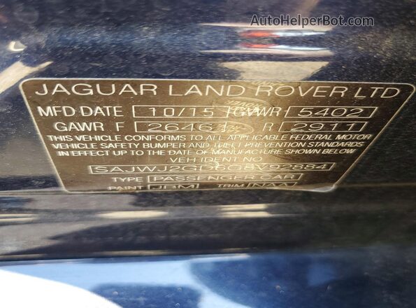 SAJWJ2GD6G8V92884 2016 JAGUAR XJL Blue Вид підкапотного простору