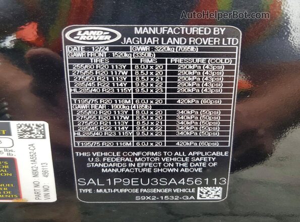 SAL1P9EU3SA456113 2025 LAND ROVER RANGE Black Սալոնի 360 աստիճան տեսք