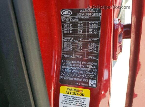 SALCJ2FX5PH322003 2023 LAND ROVER DISCOVERY Red Панорамний вид салону 360°