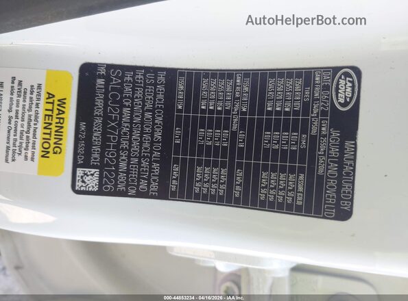 SALCJ2FX7PH921226 2023 LAND ROVER DISCOVERY SPORT White ძრავის განყოფილების ხედი