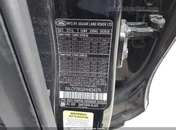 SALCP2BG2HH634379 2017 LAND ROVER DISCOVERY SPORT Black 