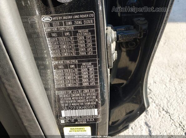 SALCP2FX9KH809163 2019 LAND ROVER DISCOVERY SPORT Black ძრავის განყოფილების ხედი