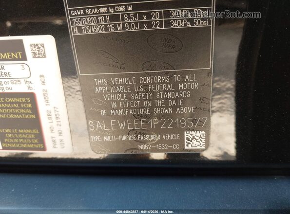 SALEWEEE1P2219577 2023 LAND ROVER DEFENDER Black Вид підкапотного простору