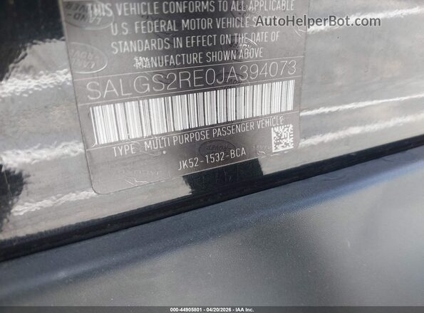 SALGS2RE0JA394073 2018 LAND ROVER RANGE ROVER Black Widok komory silnika