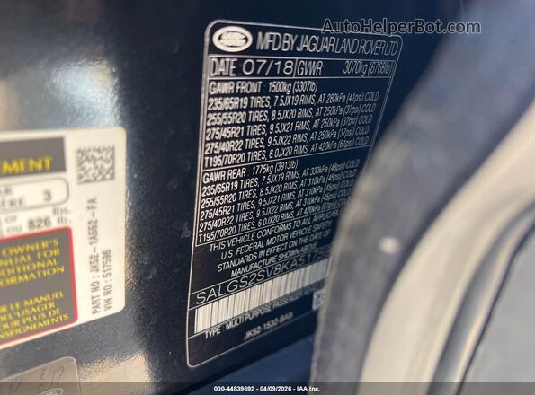 SALGS2SV8KA517596 2019 LAND ROVER RANGE ROVER Черный Вид подкапотного пространства