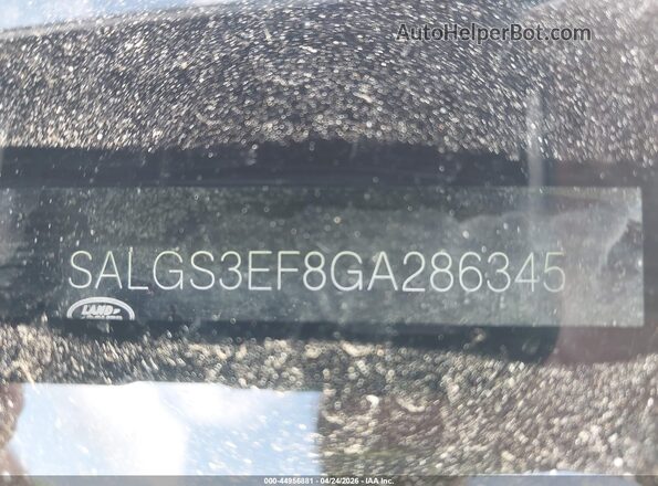 SALGS3EF8GA286345 2016 LAND ROVER RANGE ROVER Black 
