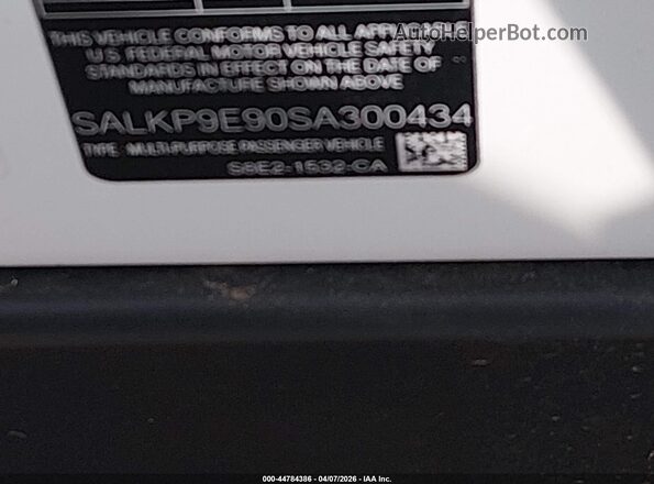 SALKP9E90SA300434 2025 LAND ROVER RANGE ROVER White Vista del compartimento del motor