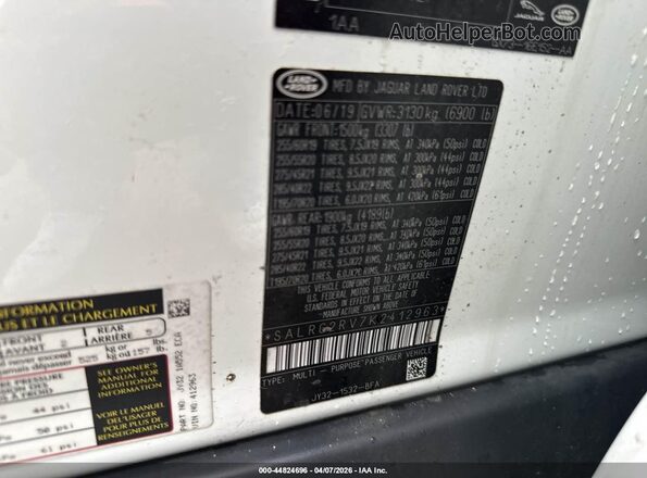 SALRG2RV7K2412963 2019 LAND ROVER DISCOVERY White Вид підкапотного простору