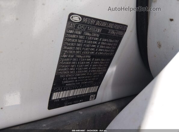 SALRR2RVXJA073422 2018 LAND ROVER DISCOVERY White 