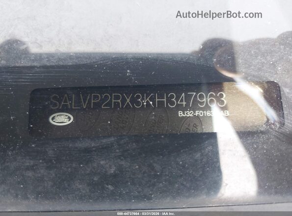 SALVP2RX3KH347963 2019 LAND ROVER RANGE ROVER EVOQUE White Engine compartment view