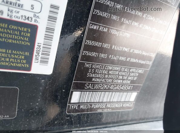 SALWR2KF4GA549341 2016 LAND ROVER RANGE ROVER SPORT Black Вид підкапотного простору