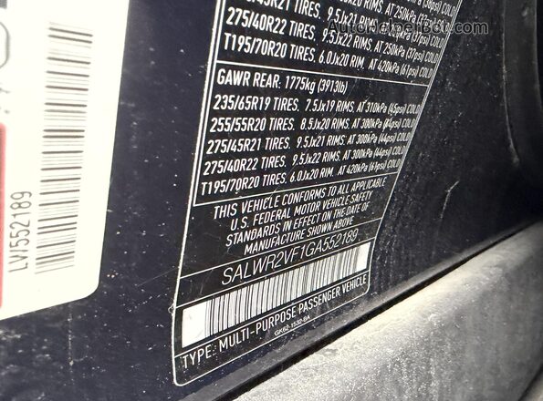SALWR2VF1GA5521   2016 LAND ROVER RANGE ROVER SPORT Blue 