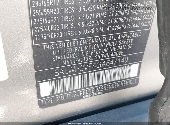 SALWR2VF4GA647149 2016 LAND ROVER RANGE ROVER SPORT Золотой Вид подкапотного пространства