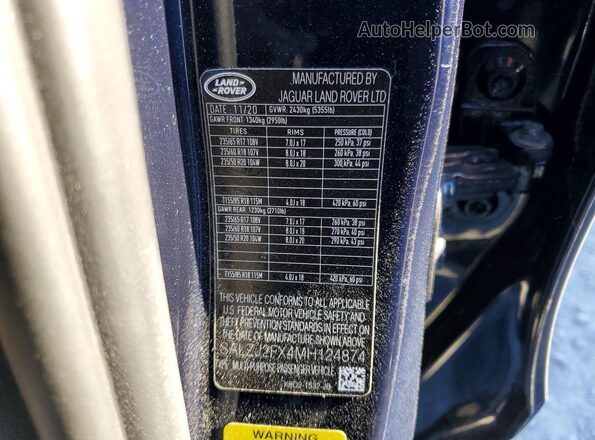 SALZJ2FX4MH124874 2021 LAND ROVER RANGE Blue სალონის 360-გრადუსიანი ხედი