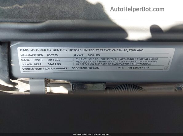 SCBCT2ZG5PC008347 2023 BENTLEY OTHER Gray Vista del compartimento del motor