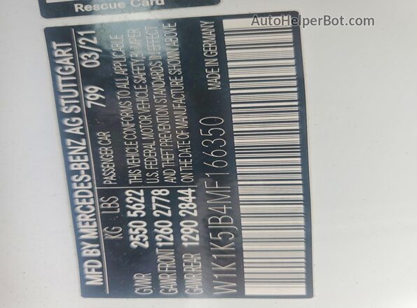 W1K1K5JB4MF166350 2021 MERCEDES-BENZ E White 