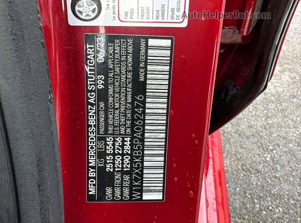 W1K7X5KB5PA062476 2023 MERCEDES-BENZ AMG Red უკანა სავარძლების ხედი