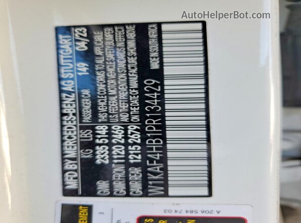 W1KAF4HB1PR134429 2023 MERCEDES-BENZ C White Շարժիչի բաժամունքի տեսք
