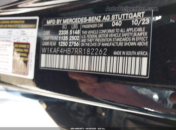 W1KAF4HB7RR182262 2024 MERCEDES-BENZ C-CLASS Черный Вид подкапотного пространства