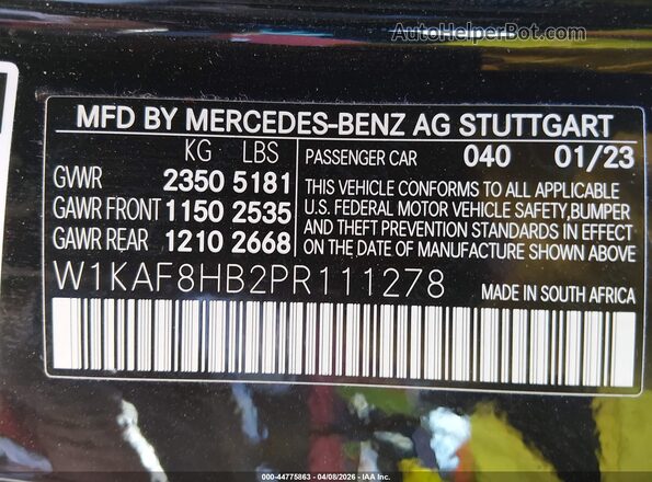 W1KAF8HB2PR111278 2023 MERCEDES-BENZ AMG C 43 Black ძრავის განყოფილების ხედი
