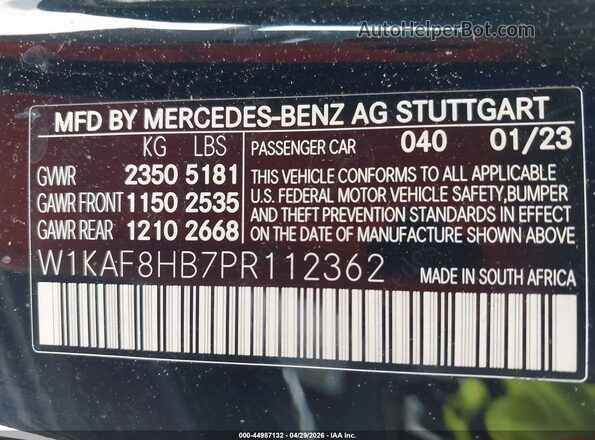W1KAF8HB7PR112362 2023 MERCEDES-BENZ AMG C 43 Black Engine compartment view