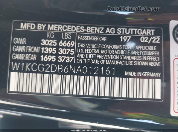 W1KCG2DB6NA012161 2022 MERCEDES-BENZ EQS 450+ Black Вид підкапотного простору