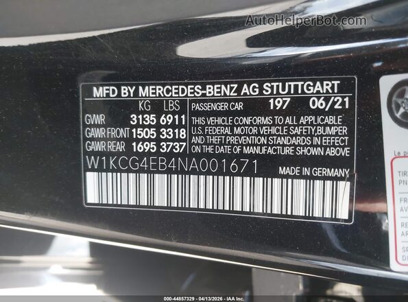 W1KCG4EB4NA001671 2022 MERCEDES-BENZ EQS 580 Black Շարժիչի բաժամունքի տեսք