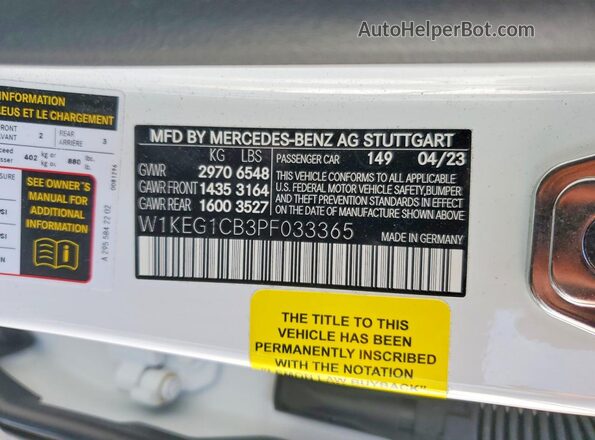 W1KEG1CB3PF033365 2023 MERCEDES-BENZ EQE White Widok komory silnika