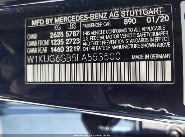 W1KUG6GB5LA553500 2020 MERCEDES-BENZ S-CLASS Blue ძრავის განყოფილების ხედი
