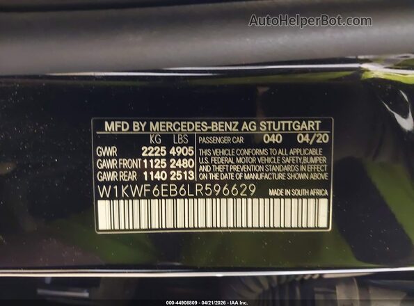 W1KWF6EB6LR596629 2020 MERCEDES-BENZ AMG C 43 Black Engine compartment view