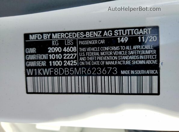 W1KWF8DB5MR623673 2021 MERCEDES-BENZ C White Engine compartment view