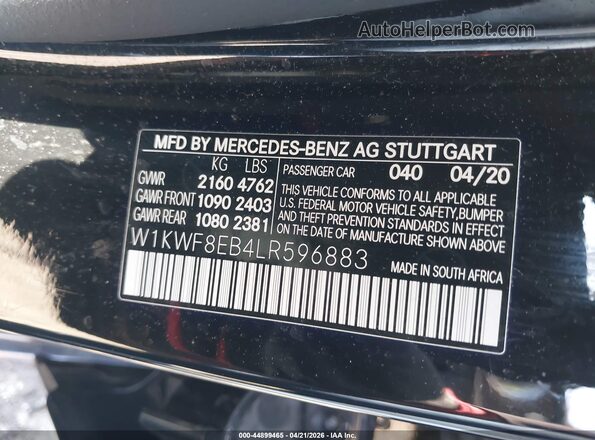 W1KWF8EB4LR596883 2020 MERCEDES-BENZ C-CLASS Black Вид підкапотного простору