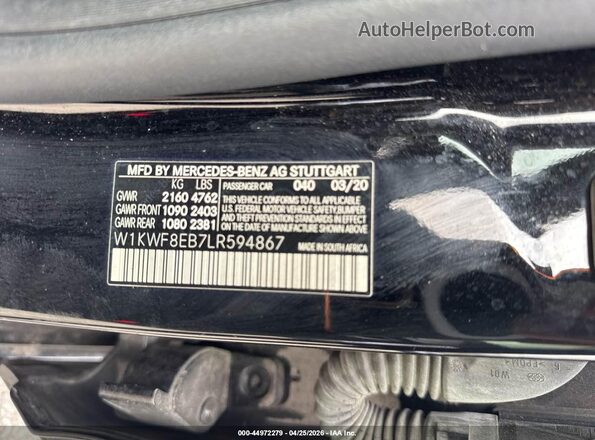 W1KWF8EB7LR594867 2020 MERCEDES-BENZ C-CLASS Black Widok komory silnika
