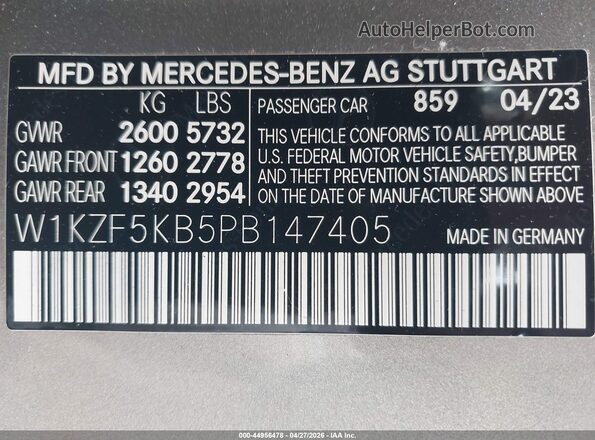 W1KZF5KB5PB147405 2023 MERCEDES-BENZ E-CLASS Бежевый 