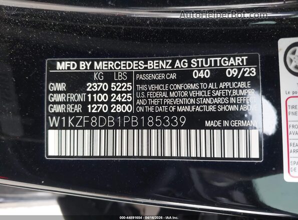 W1KZF8DB1PB185339 2023 MERCEDES-BENZ E Black Vista del compartimento del motor