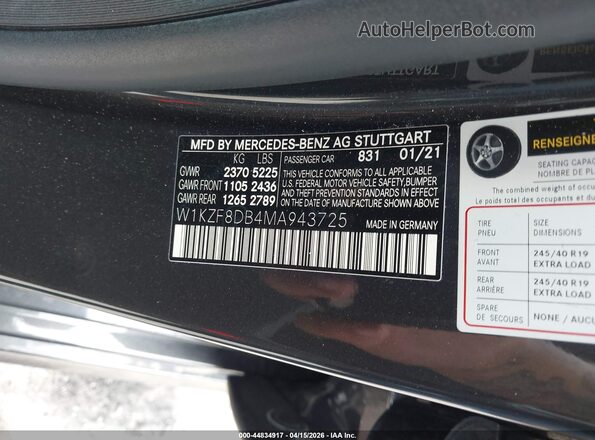 W1KZF8DB4MA943725 2021 MERCEDES-BENZ E-CLASS Серый Вид подкапотного пространства