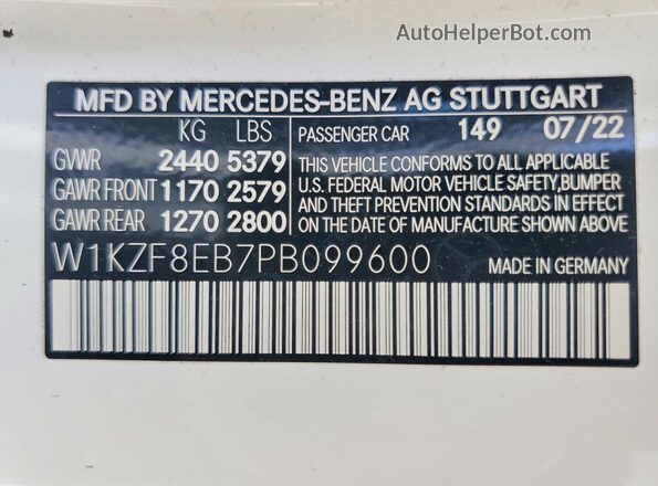 W1KZF8EB7PB099600 2023 MERCEDES-BENZ E White Vista del compartimento del motor
