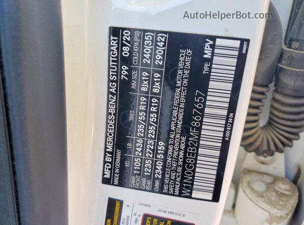 W1N0G8EB2MF867657 2021 MERCEDES-BENZ GLC-CLASS White 