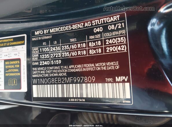 W1N0G8EB2MF997809 2021 MERCEDES-BENZ GLC 300 Black 