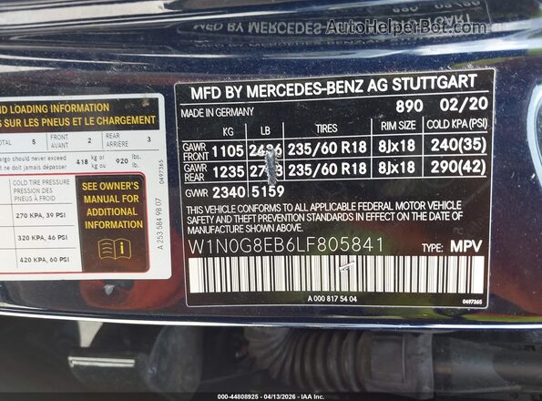 W1N0G8EB6LF805841 2020 MERCEDES-BENZ GLC 300 Blue Շարժիչի բաժամունքի տեսք