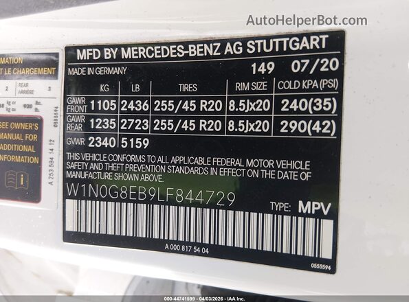 W1N0G8EB9LF844729 2020 MERCEDES-BENZ GLC 300 White ძრავის განყოფილების ხედი